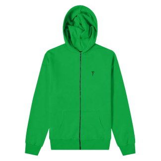 Зеленое zip худи с вышивкой