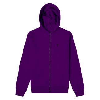 Фиолетовое zip худи с вышивкой