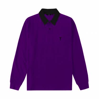 Фиолетовое поло с длинным рукавом