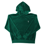 Зеленое велюровое «T» худи с вышивкой